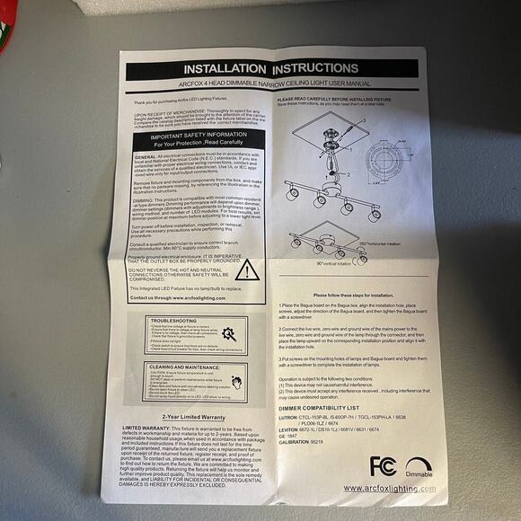 Arcfox 4 Light LED Track Lighting Kit 4 Head Dimmable Narrow Ceiling Light NWT - Picture 4 of 5